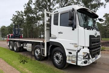 2021 UD Quon 8x4 tray truck with M5 Moffett, only 153k kms, auto