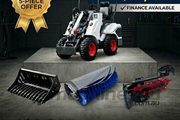   Ozziquip AL20 Mini Loader 4-in-1 with Stone Bucket, Sweeper and Trencher 5-Piece Package