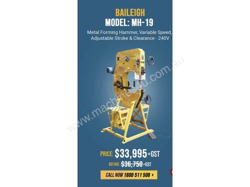 BAILEIGH Model: MH-19 Metal Forming Hammer, Variable Speed, Adjustable Stroke Plenishing Hammer