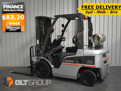 Nissan 2.5 Tonne Forklift 4750mm Lift Container Mast Sideshift FREE DELIVERY SYD MELB BRIS CANBERRA