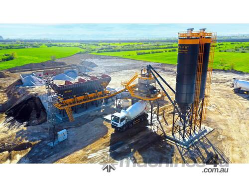 caption COMPACT-120 CONCRETE PLANT | CONVEYOR TYPE | AVAILABLE IN STOCK
