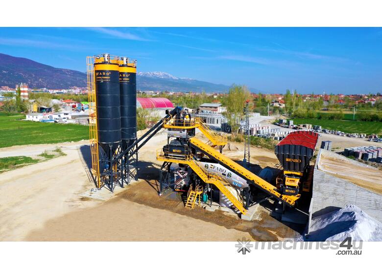 caption COMPACT-120 CONCRETE PLANT | CONVEYOR TYPE | AVAILABLE IN STOCK