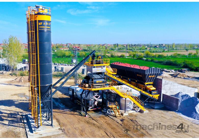 caption COMPACT-120 CONCRETE PLANT | CONVEYOR TYPE | AVAILABLE IN STOCK