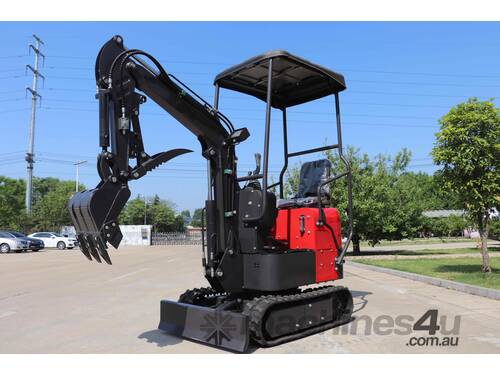 caption Mini Excavator 1.0T Swing Boom with 8 Attachments