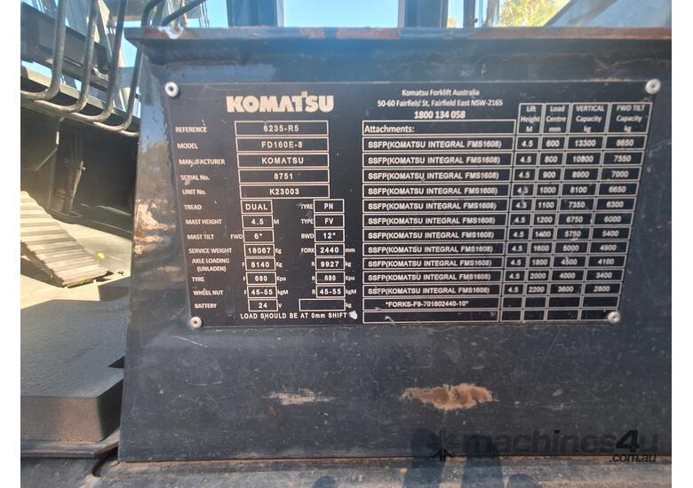 Komatsu Forklift 16t  600 mm LC Casual Hire Unit