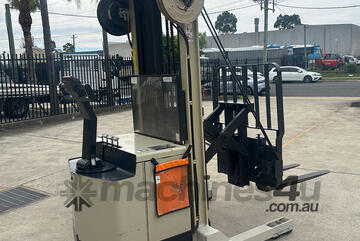 Crown 1.5T Walkie Reach Stacker lifts to 5.3m