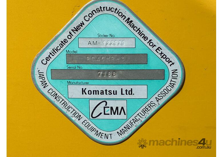 2015 Komatsu PC45MR-3 Excavator (Rubber Tracked)