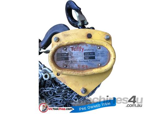 Chain Hoist 1.5 ton x 6 meter drop lifting Block and Tackle Tuffy