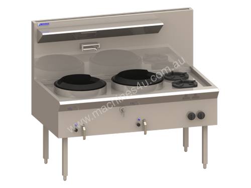 Luus WF-2C2B Traditional Wok with 2 Chimney 2 Open Burners (Natural Gas or LPG) Asian Series