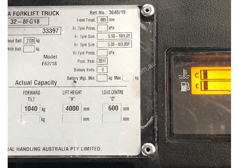 caption TOYOTA FORKLIFTS 32-8FG18
