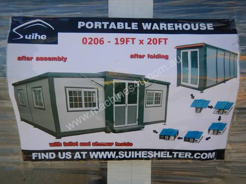 Unused 19' x 20' Portable Warehouse/ Accommodation, Bathroom, Windows, Doors