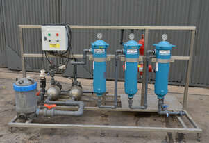 FRESHWATER SYSTEMS WATER TREATMENT FILTRATION SYSTEM SKID Dual pump 3 bag pressure housing filter