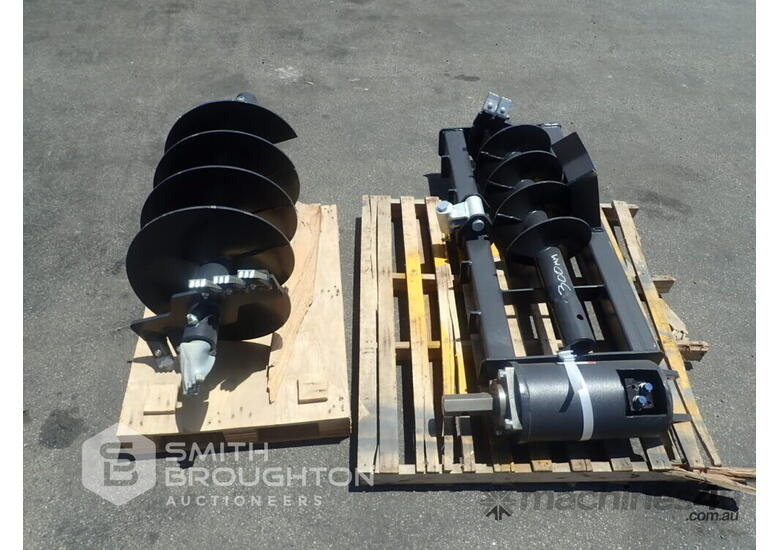 Used HYDRAULIC AUGER DRIVE ATTACHMENT 2 X AUGERS TO SUIT SKID STEER