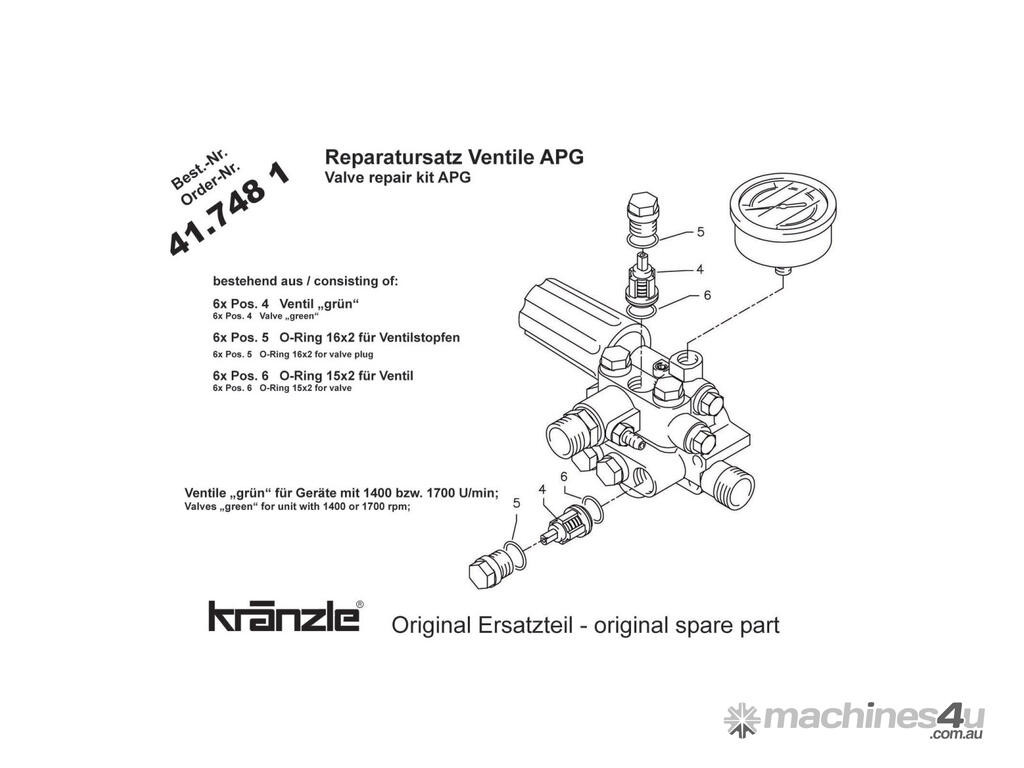 New kranzle Repair Kit Valves for APGAM Pump Cleaning Equipment Parts in , Listed on Machines4u