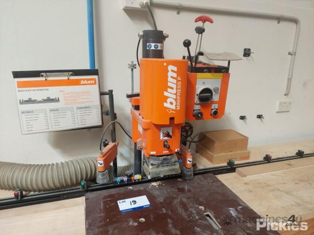 Used Hinge Inserter Blum MiniPress P DOM 2016 SN JC04378 pneumatic