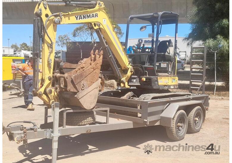 caption 2021 YANMAR VIO30-6B EXCAVATOR AND 4.5T PLANT TRAILER COMBO U4644 U4644