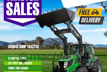 AgKing - 90HP Tractor A/C Cabin 4WD AK904C with FEL & 4in1 Bucket