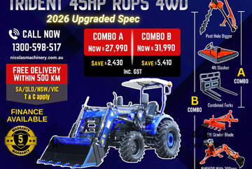 [2026   Model] TRIDENT 45HP 4WD Canopy Tractor with 4-in-1 Bucket Combo Deal (5 Years Warranty)