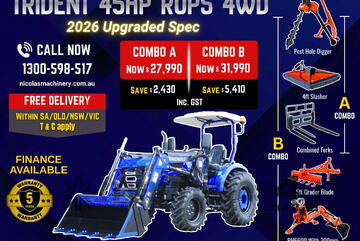 [2026   Model] TRIDENT 45HP 4WD Canopy Tractor with 4-in-1 Bucket Combo Deal (5 Years Warranty)