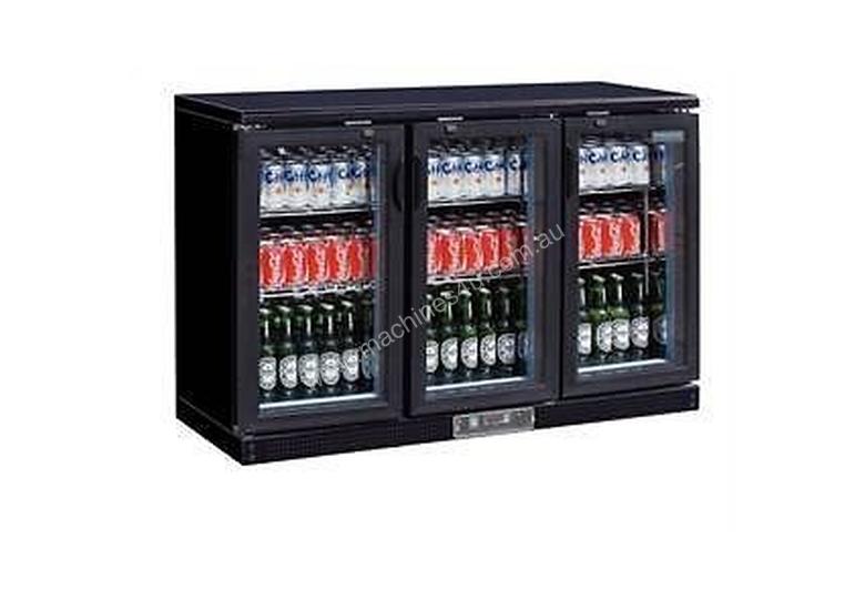 caption Polar DL818-A - Bar Display Cooler Black Triple Hinged Doors