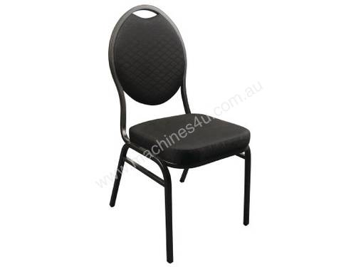 Bolero Steel Banqueting Chair Oval Back with Black Plain Cloth (Pack 4)