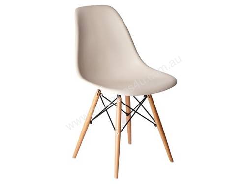 Bolero PP Moulded Chair (Beige) with Wooden Spindle Legs (Pack 2)