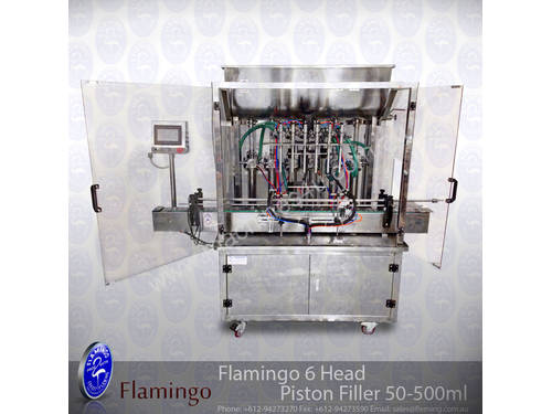 Flamingo 6 Head Piston Filler 50-500ml (EFPF-A6-500)