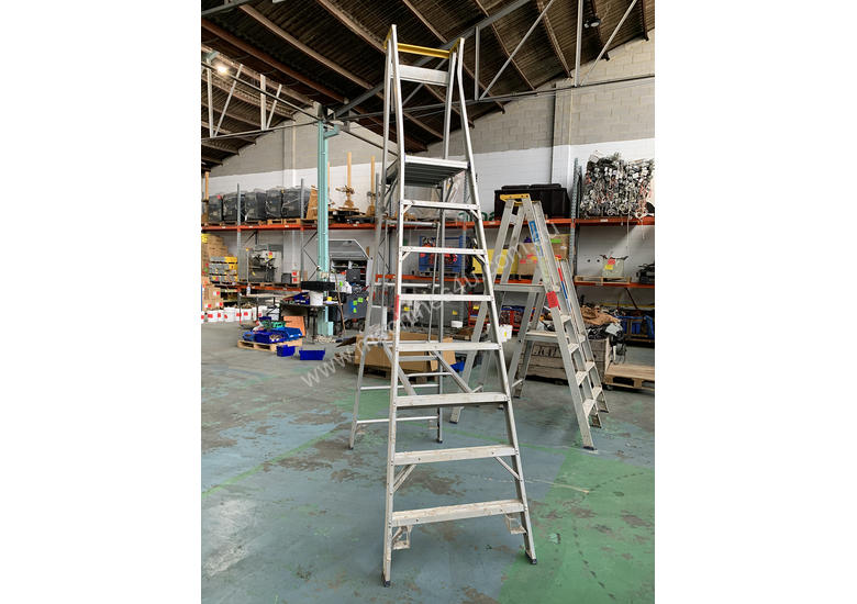Used Indalex Indalex 3 4m Aluminum Platform Step Ladder Heavy Duty Pro