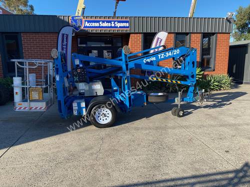 USED 2017 GENIE TZ34/20 TRAILER MOUNTED BOOM LIFT  **GREAT CONDITION – LOW HOURS**