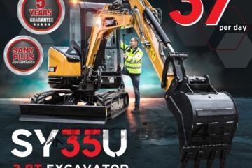 SY35U 3.8T Excavator | PACKAGE FROM ONLY $37 PER DAY