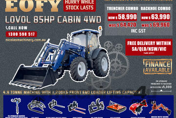 LOVOL EOFY 85HP 4WD A/C CABIN TRACTOR WITH 4IN1 BUCKET COMBO DEAL 3 YEARS LABOUR AND PARTS WARRANTY