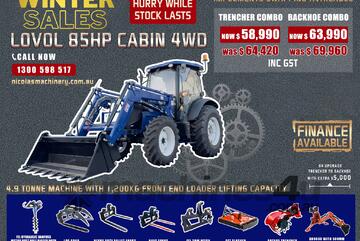 LOVOL 85HP 4WD A/C CABIN TRACTOR WITH 4IN1 BUCKET COMBO DEAL 3 YEARS LABOUR AND PARTS WARRANTY