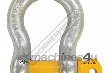 25mm 8.5T Grade S - Lifting Bow Shackle GSSB25 Galvanised Finish With Yellow Pin 