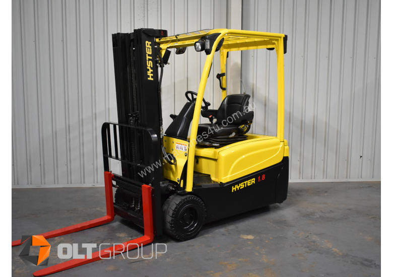 caption Hyster 3 Wheel Battery Electric Forklift 1.8 Tonne 4 Functions 2013 Model Container Mast 4.6m Lift