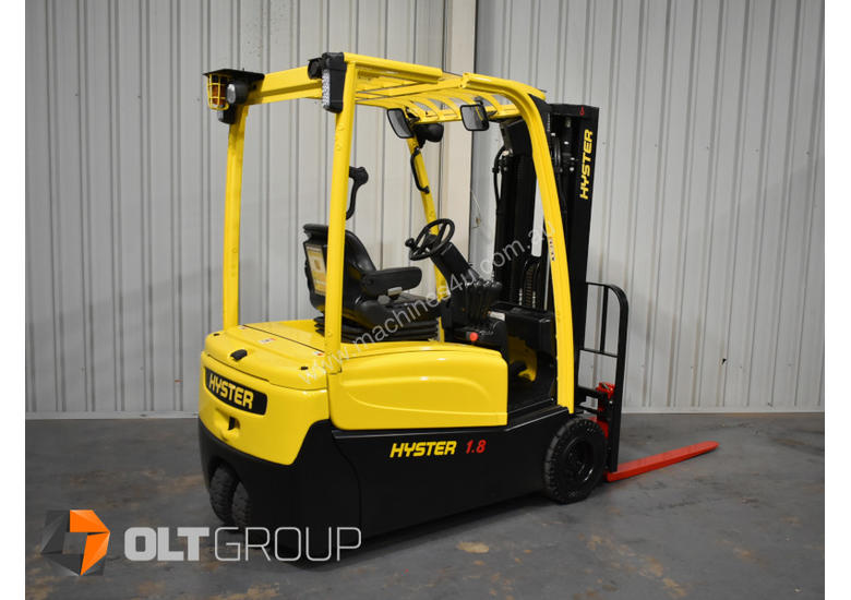 caption Hyster 3 Wheel Battery Electric Forklift 1.8 Tonne 4 Functions 2013 Model Container Mast 4.6m Lift
