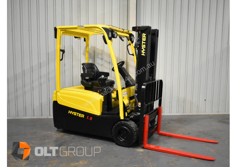 caption Hyster 3 Wheel Battery Electric Forklift 1.8 Tonne 4 Functions 2013 Model Container Mast 4.6m Lift