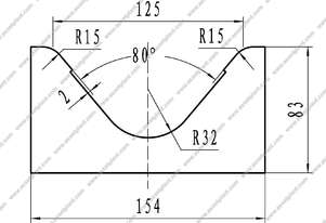 Heavy Duty Die Block - Pressbrake Tooling 154mm x 83mm with 125mm Vee Opening 2000mm Long
