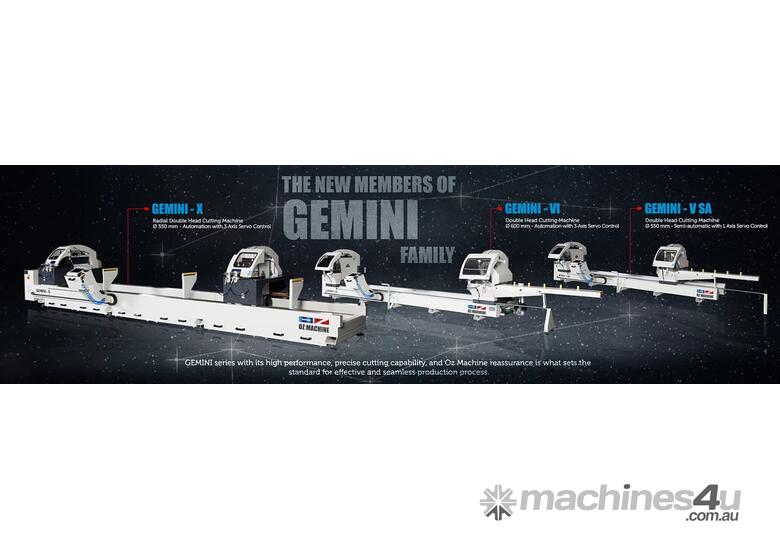 caption OZ MACHINE Radial Double Mitre Saw. 3 axis . 6000mm. Versatile / productive
