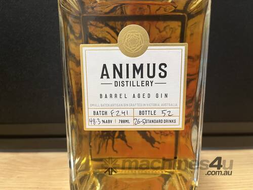 caption 3 bottles of Animus Barrel Aged 700ml Gin Batch: F241
