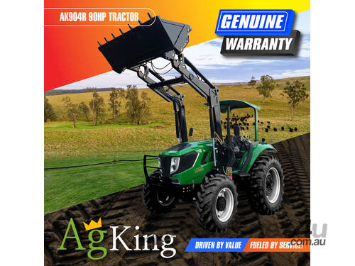 caption AgKing - 90HP Tractor ROPS 4WD AK904R with FEL & 4in1 Bucket