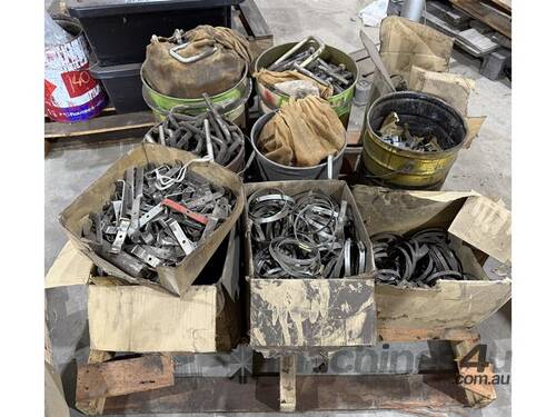 QTY OF HOSE CLAMPS, BRACKETS, NUTS & BOLTS