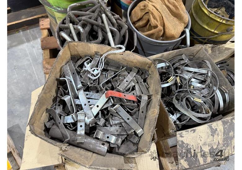 QTY OF HOSE CLAMPS, BRACKETS, NUTS & BOLTS