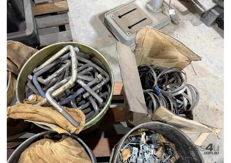 QTY OF HOSE CLAMPS, BRACKETS, NUTS & BOLTS