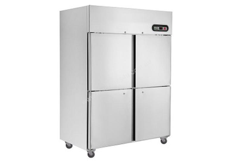 caption F.E.D Stainless Steel Upright Fridges with Split Doors