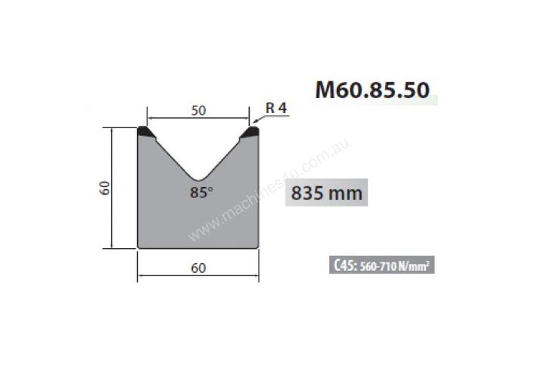 caption M60-85-50 Rolleri Single Vee Die 50mm Vee 85 Degree 60mm H