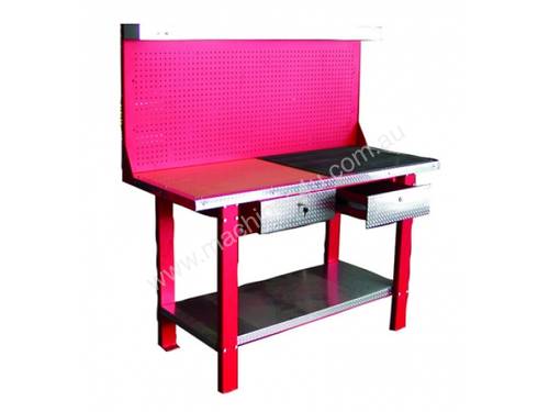 Steel Workbench With 2 Drawers and Steel Pegboard