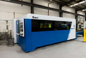 STOCK MACHINE / Yawei HLF-1530 6kW Fiber Laser with Siemens CNC, ProCutter Head, Metalix CNCKAD ....