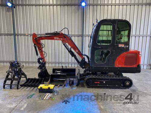 caption 2.7c excavator with enclosed cab and air conditioning $49,990+GST or around $249 per week on finance