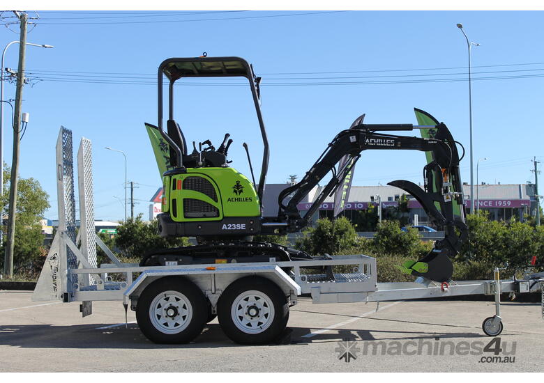 caption Achilles A23SE Mini Excavator Trailer Package Yanmar Engine