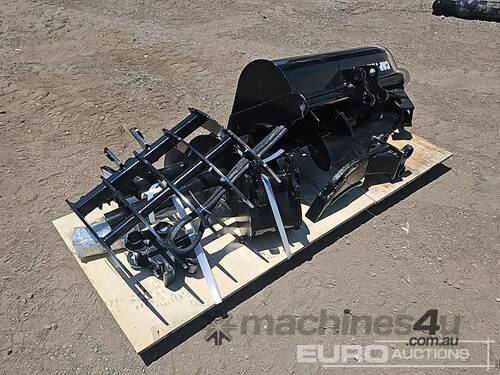 Unused Captok Selection of Mini Excavator Attachments, QTY (7 of) , Rake, Ripper, Auger, 12inch Auge